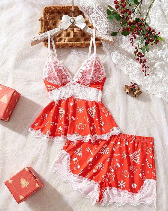 Sæt Blonde Patchwork Sexet Pyjamas