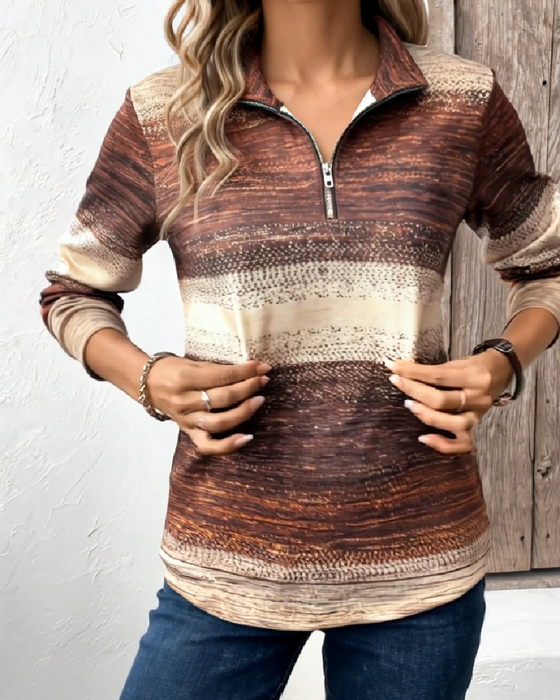 Sweatshirt Stånde Krave Halvlynlås Gradient