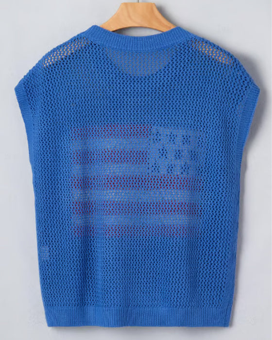 Pullover Flag Mønster Crewneck