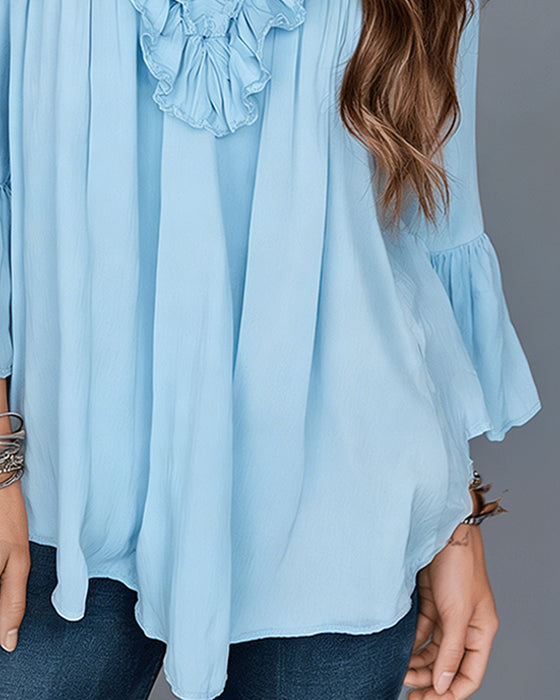 Bluse Elegant V-Hals Rynke