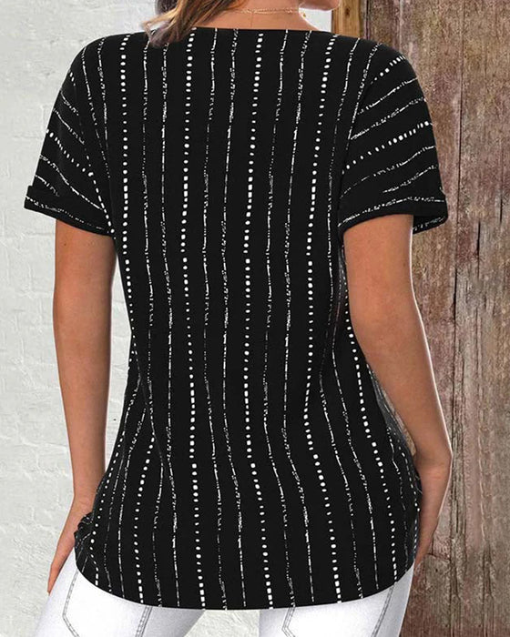 T-shirt med rund hals og print, afslappet design