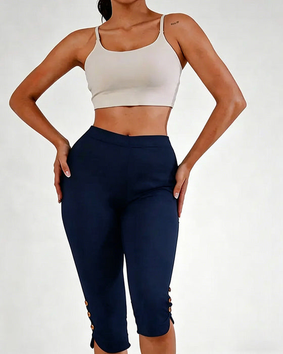 Leggings Ensfarvet Slim-Fit Afkortet