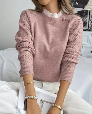 Sweater Elegant Ruffle Udhulet Kant