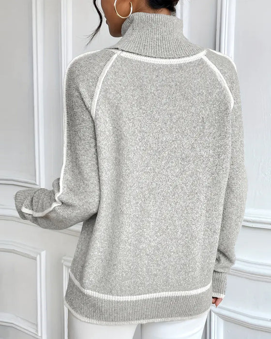Sweater Rollneck Fashionable Kontrastfarve