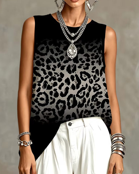 Tank Top Ombre Leopard Ærmeløs