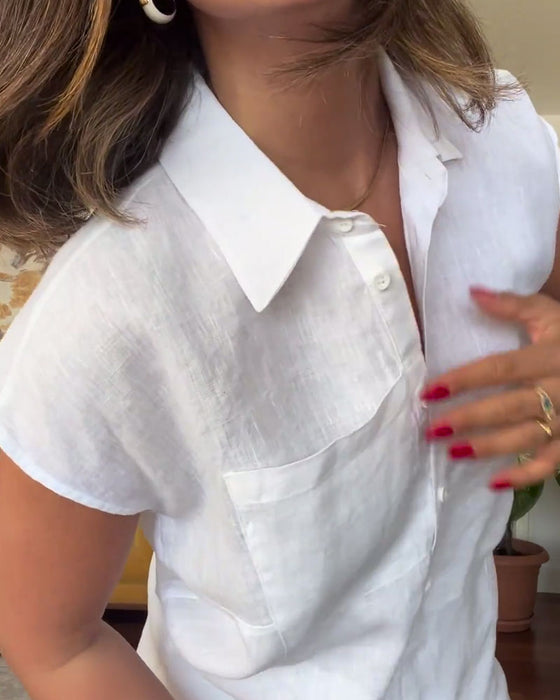 Jakkesæt Bomuld Og Hør Ensfarvet Afslappede Bukser