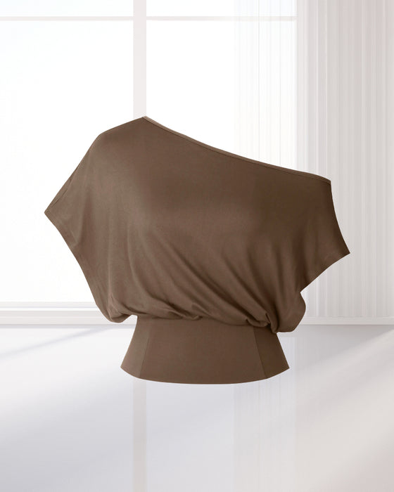 T-Shirt Asymmetrisk Kant Tætsiddende Flagermus