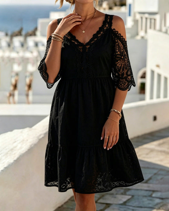 Kjoler Blonder Off-Shoulder Lagdelt Kort