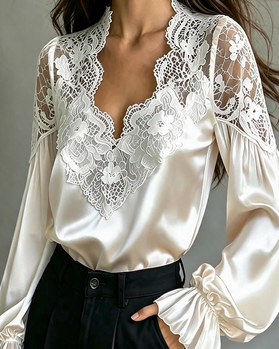luse V-Hals Ruffle Blonde Udskæring
