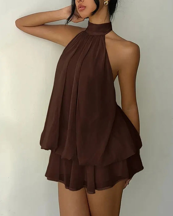 Kjole Halsstrop Chiffon Mini