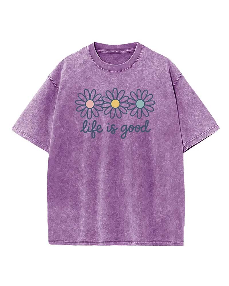 T-Shirt Tusindfryd Tryk Afslappet Slidt