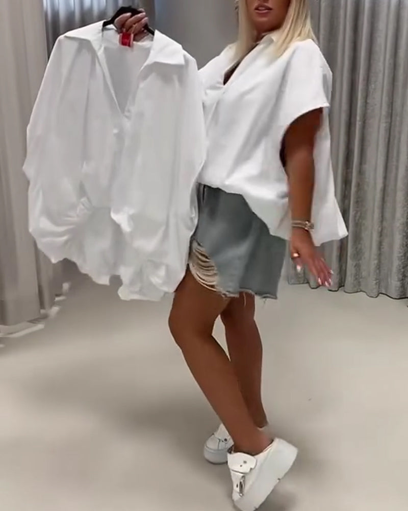 Bluse Krave Loose Fit Flagermusærme