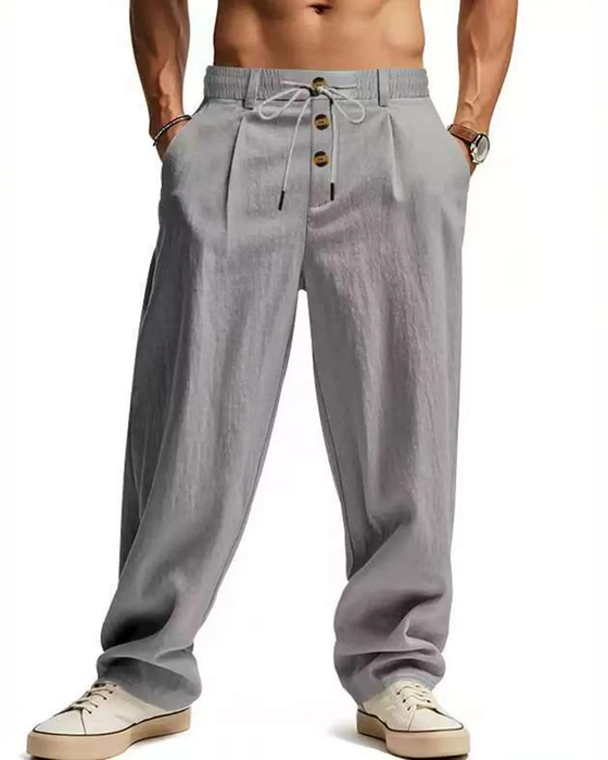 Bukser Casual Ensfarvet Lige Ben