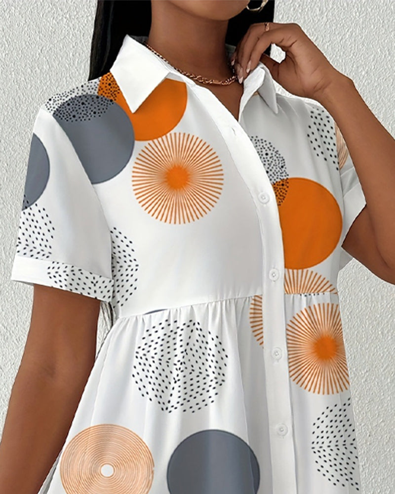 Kjole Polka Dot Print Skjorte