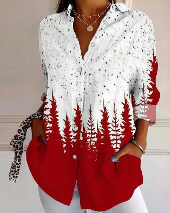 Afslappet skjorte med knaptryk i revers