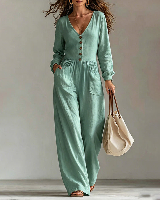 Jumpsuit Casual Lomme Lang Ærme
