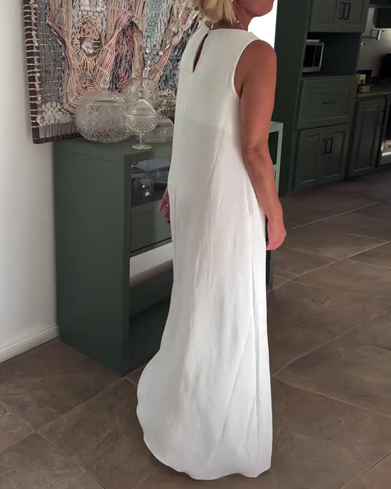 Kjole Ærmeløs Løs Draperet Lang