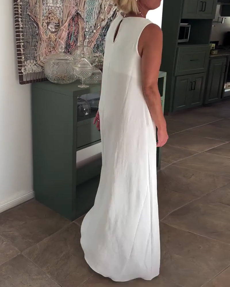 Kjole Ærmeløs Løs Draperet Lang