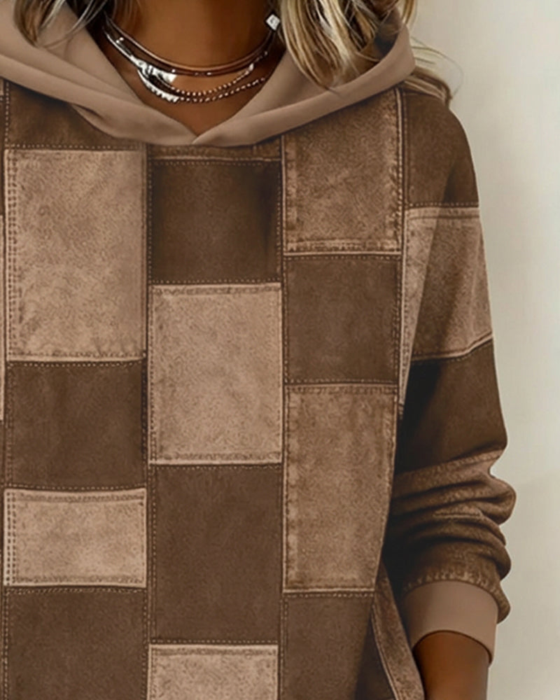 Stilfuld Ternet Hættetrøje Med Lange Ærmer