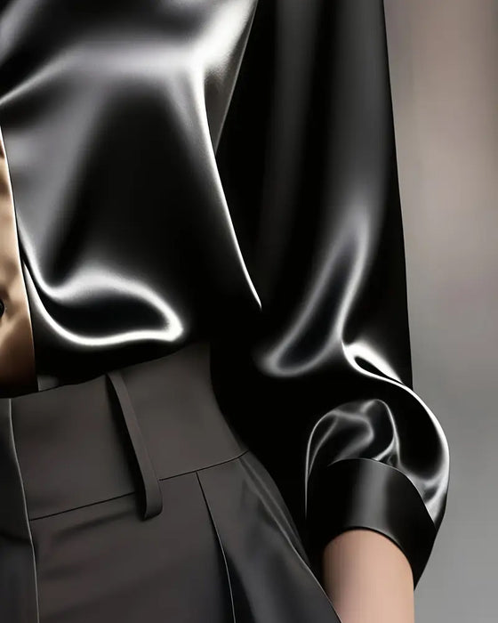 Skjorte Fashionabel Forretningssatin Farveblok