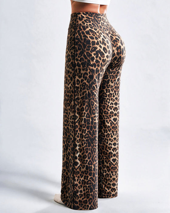 Bukser Dame Leopard Tryk Bredt Ben Athletic