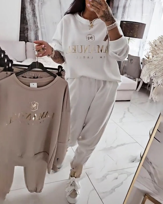 Sæt Sporty Casual Trykt To-Delts