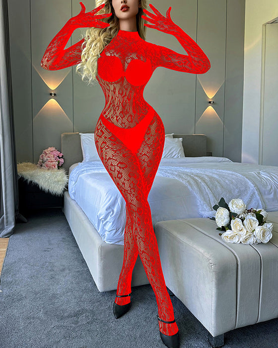 Undertøj Langærmede Enkeltdelte Fiskenetstrømper