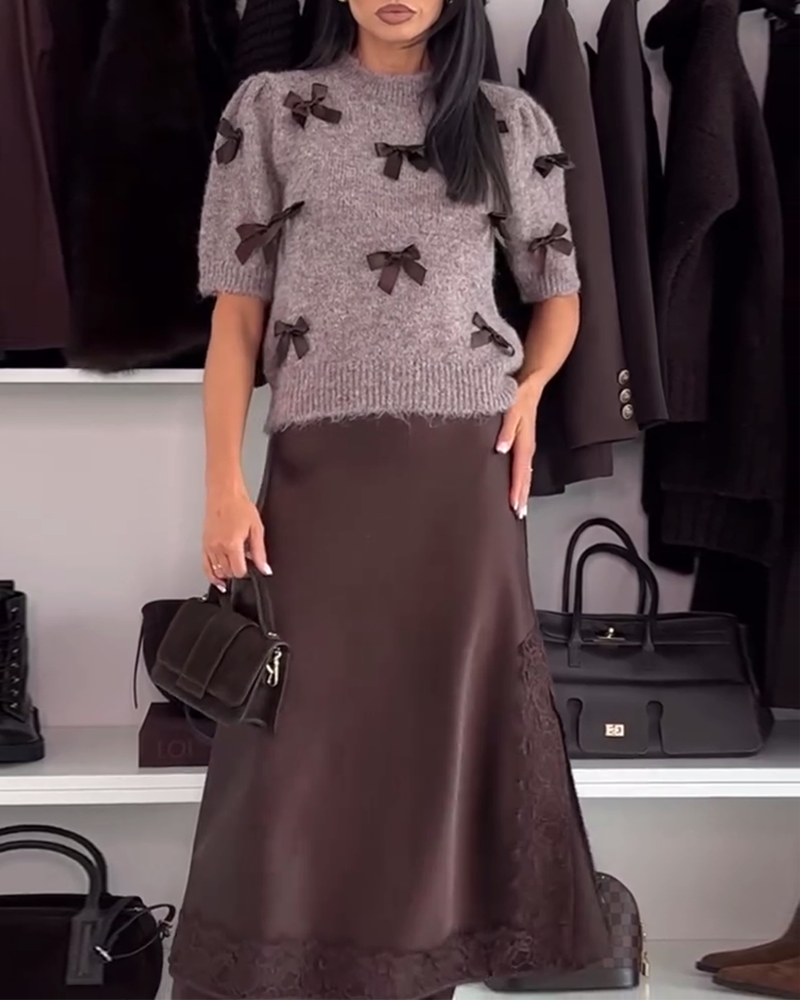 Pullover Med Sløjfedetalje Og Rund Hals