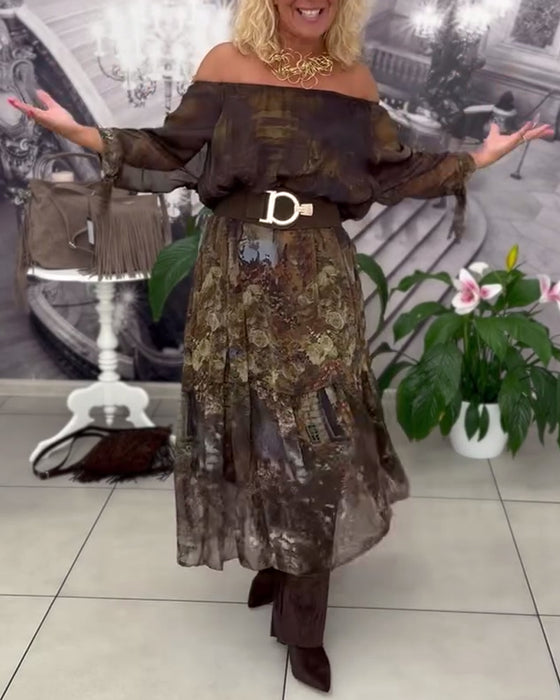 Kjole Elegant Blomstertryk Lang