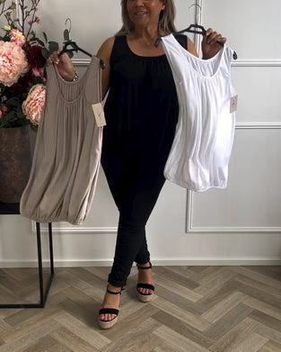 Top Uden Ærmer Ensfarvet Plisseret