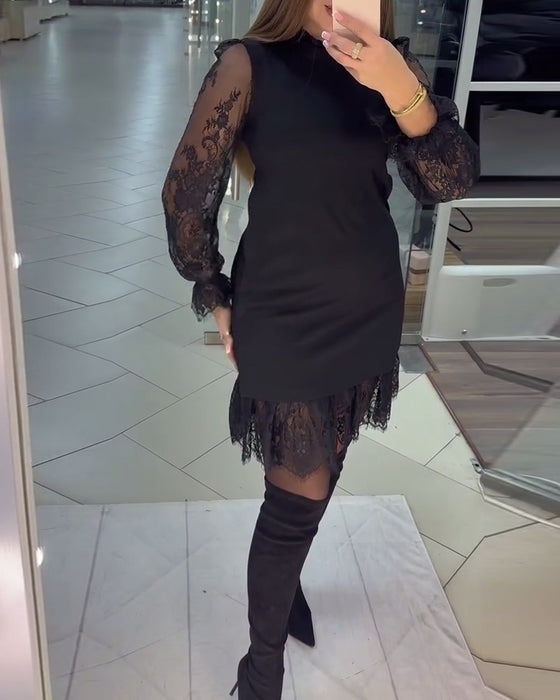 Blonde Kantet Patchwork Kjole