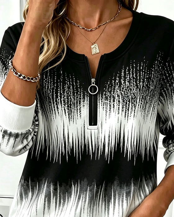 Sweatshirt Lynlås Rundhalset Ombre