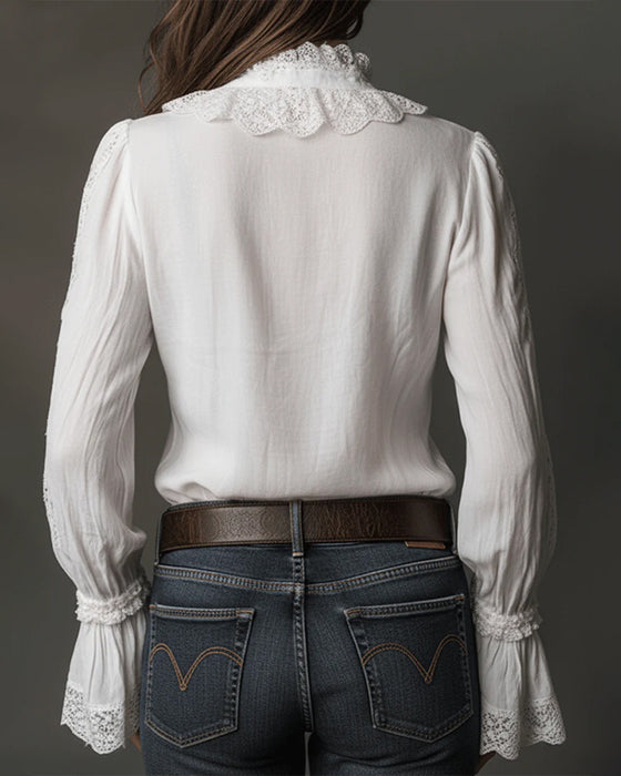 Bluse Blonder Rynke Klokkeærme