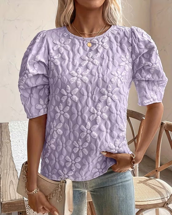 T-Shirt Puffærme Jacquard Kort