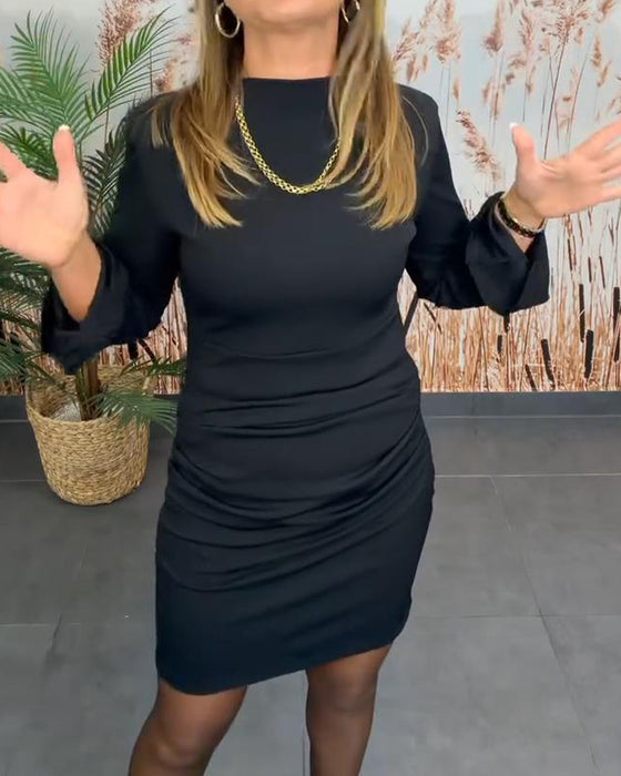 Bodycon-Kjole Med Udstående Ærmer Og Lange Ærmer