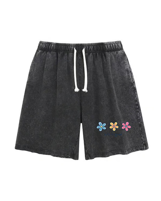 Shorts Blomstertryk Elastisk Snøre