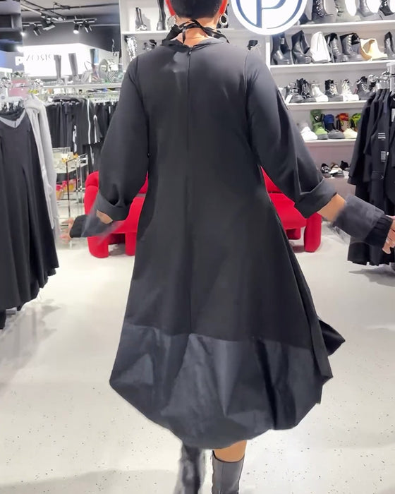 Kjole ensfarvet moderigtigt patchwork