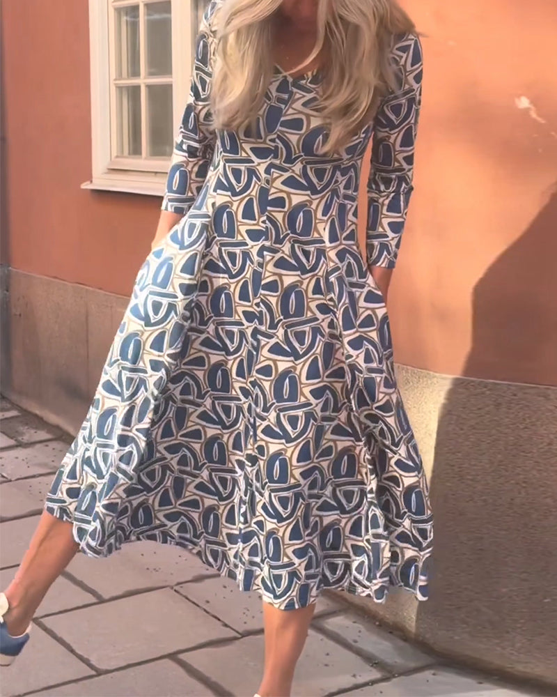 Kjole V-Udskæring Trykt Lygte