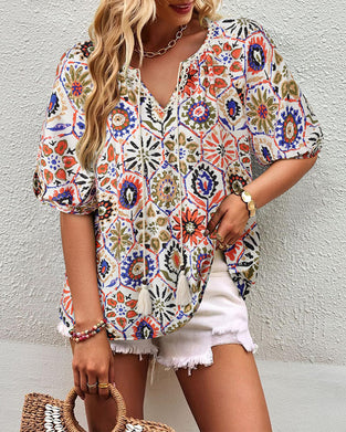 Bluse Bohemian Print Kvast