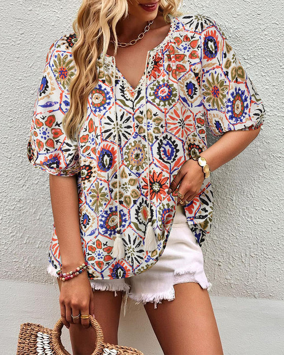 Bluse Bohemian Print Kvast