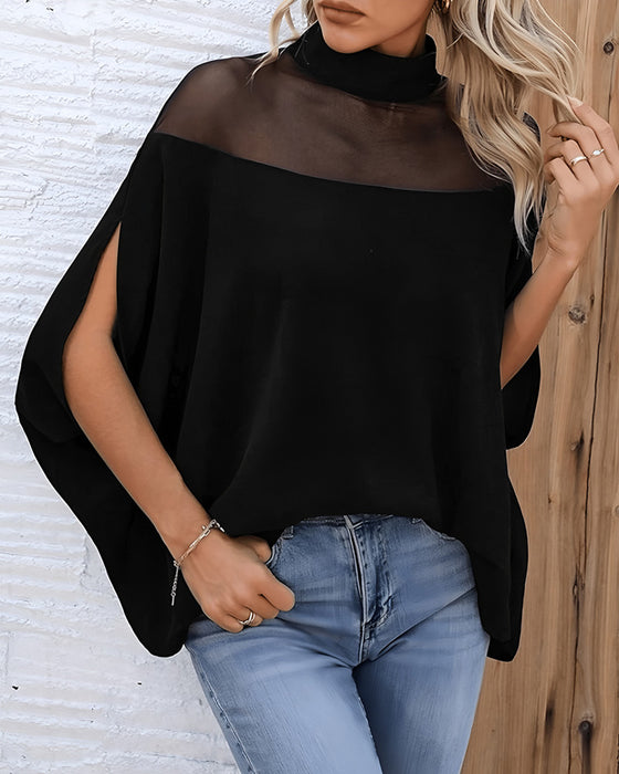 Bluse Gennemsigtig Cold Shoulder Dolmanærme