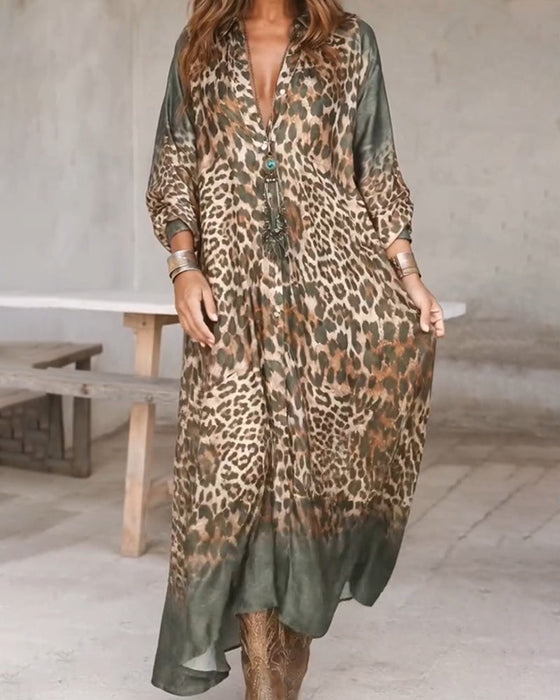 Kjole Stilfuld Leopard Fuld Nederdel