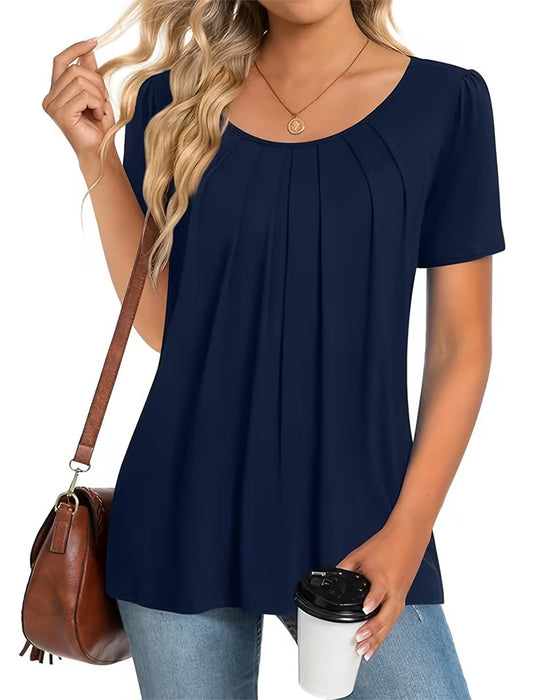 T-Shirt Plisseret Casual Kort Ærme