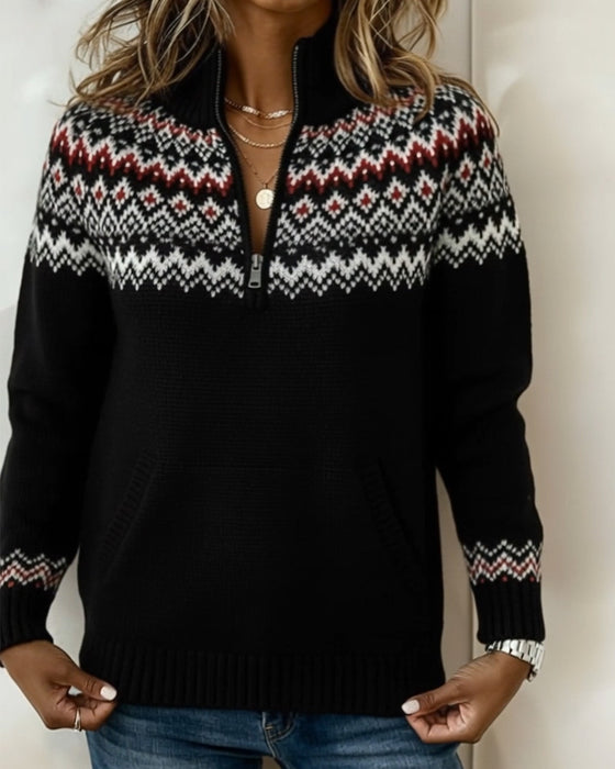 Sweater Vintage Halvlynlås Krave