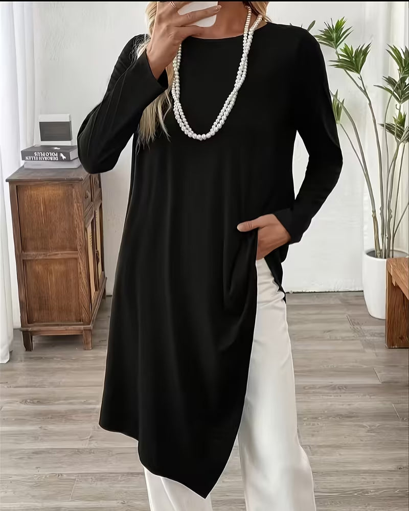 Top Asymmetrisk Midjelang Ensfarvet