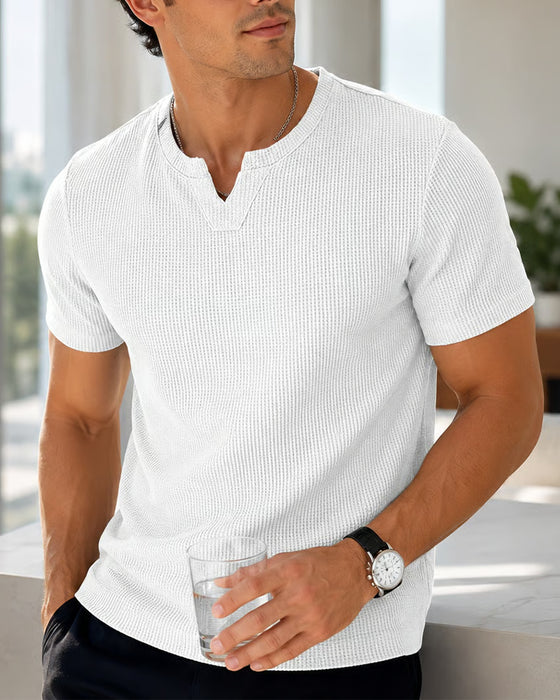 Herre T-Shirt Med Vaffelmønster Hverdag