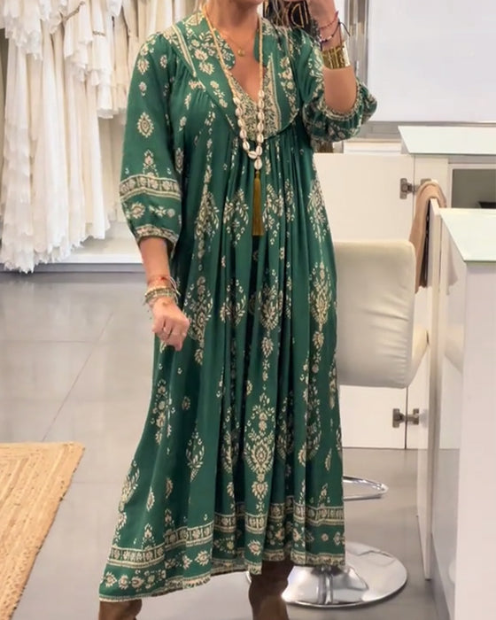 Kjole med afslappet print og løse lommer