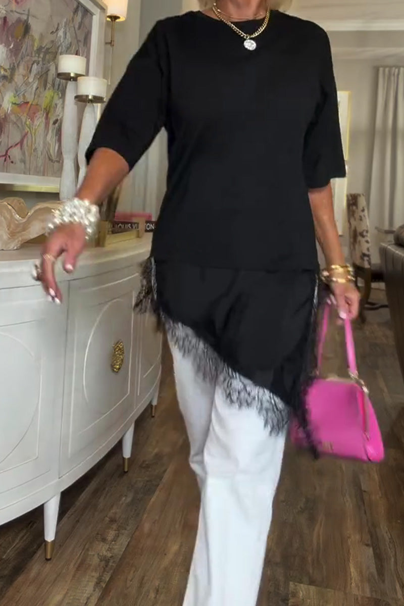 Bluse Blonder Splejsning Uregelmæssig Mellemlang