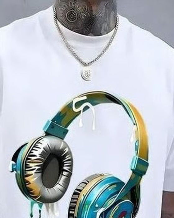 Herre T-Shirt Graffiti Hovedtelefontryk