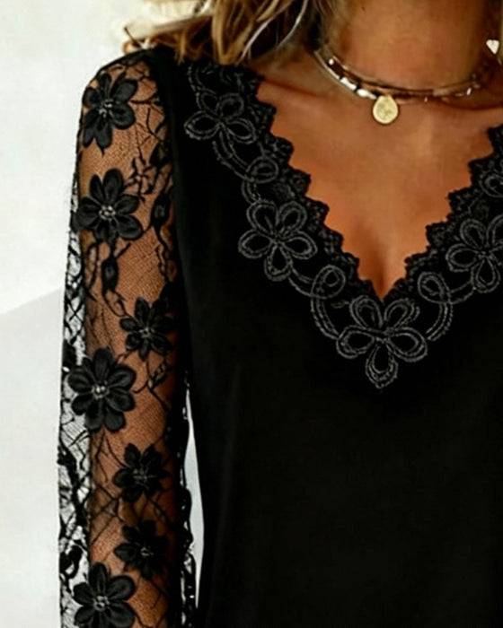 Stilfuld Langærmet Top Med V-Hals